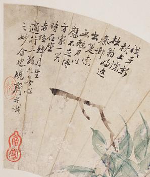 Two Fan paintings by unknown artis, late Qing dynasty.