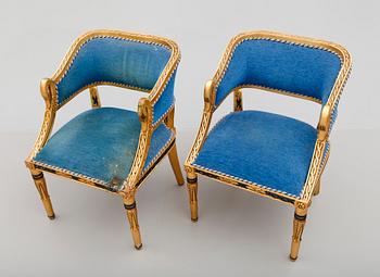 KARMSTOLAR, 1 par, empirestil, 1900-talets andra hälft.