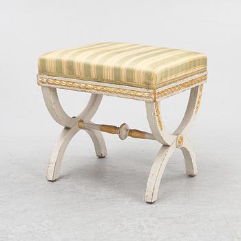 A late Gustavian stool, Stockholm, late 18th century.