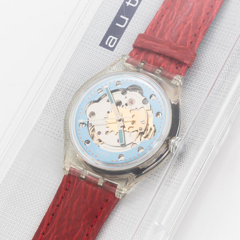 Swatch, Automatic, Red Ahead, wristwatch, 34 mm.