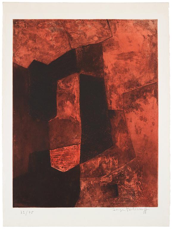 Serge Poliakoff, "Composition brune et rouge".