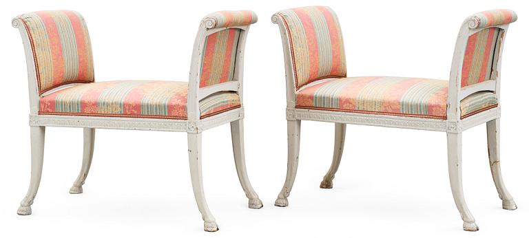 A pair of late Gustavian stools by E. Ståhl.