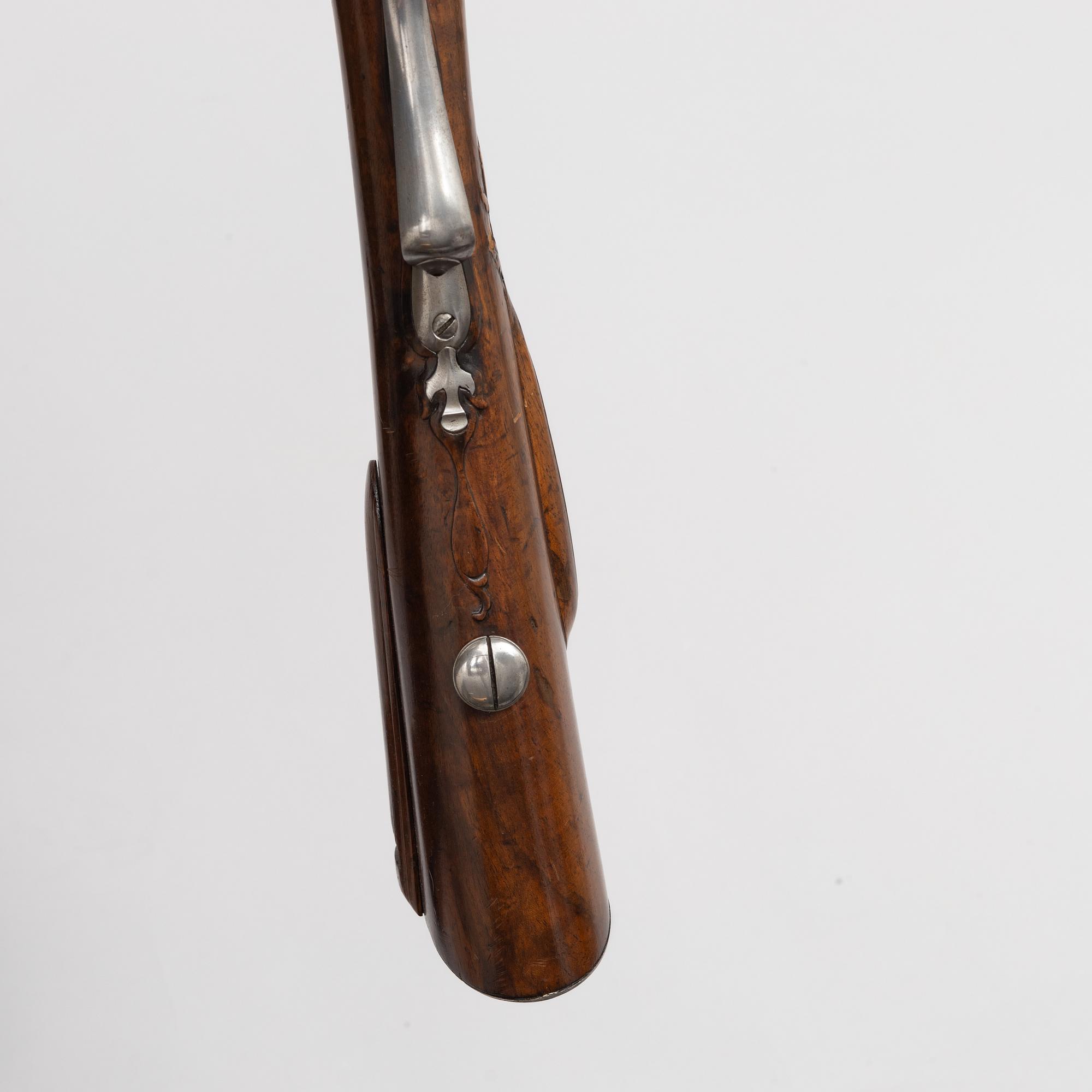 Flintlock rifle, double-barrelled, Johan Reichardt, Stockholm (c. 1730-1806), second half of the 18th century.