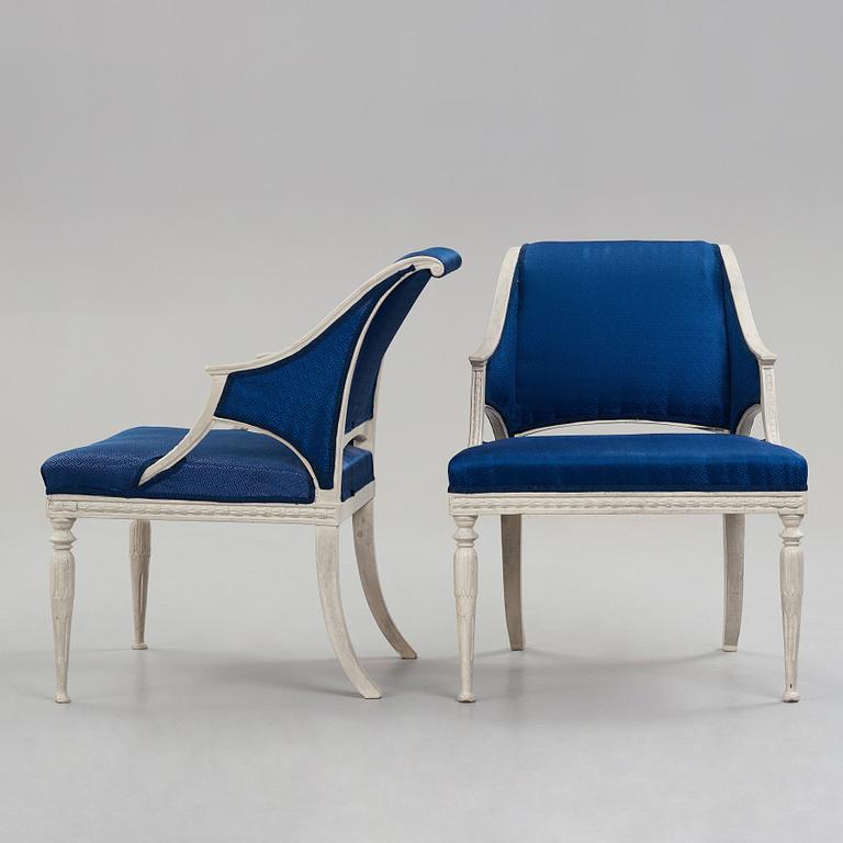 A pair of late Gustavian armchairs by Ephraim Ståhl (master in Stockholm 1794-1820), circa 1800.