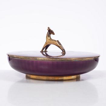 David Andersen, ask med lock, emalj och förgyllt silver, Norge, 1900-talets mitt.