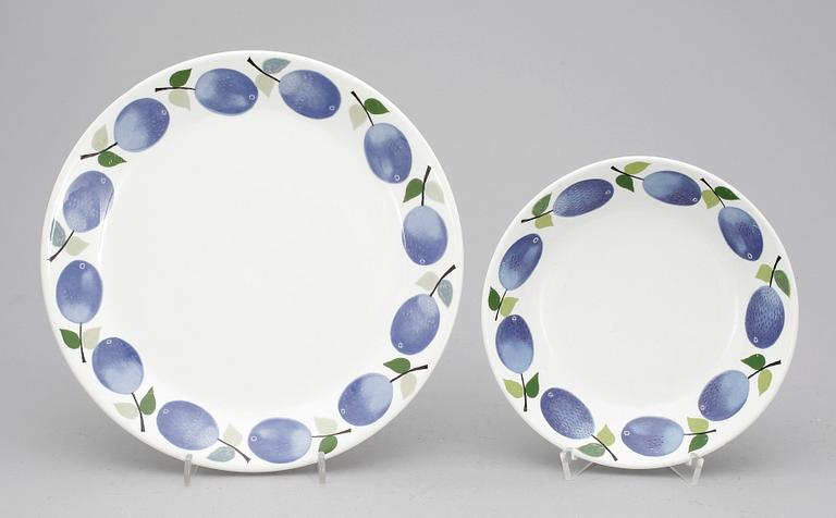 TALLRIKAR, 10 st, flintgods, "Prunus", Stig Lindberg Gustavsberg.