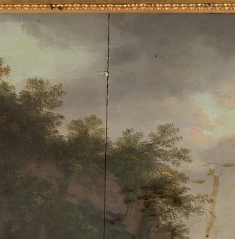 Nicolaes Berchem, hans krets, Pastoralt landskap med figurer.