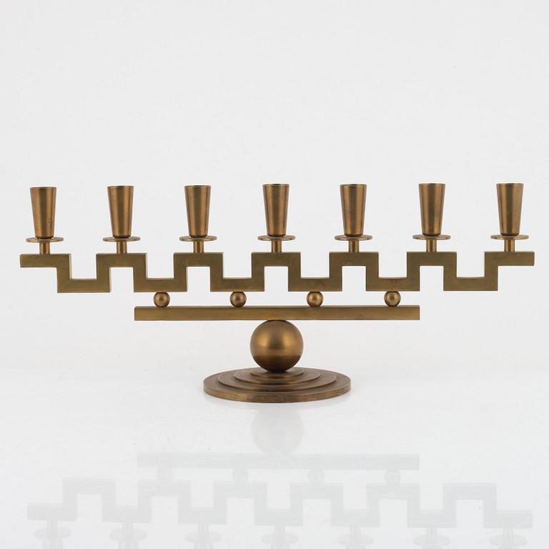 Candelabra, brass, attributed to Firm Lars Holmström, Arvika, second half of the 20th century.