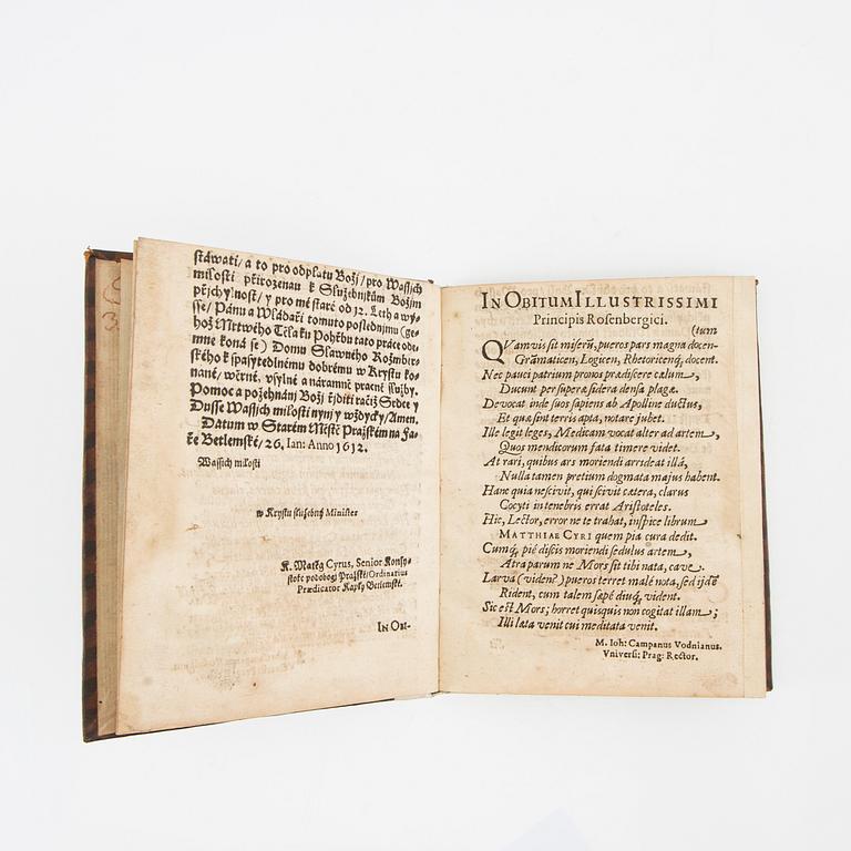 Matěj Cyrus, book 'Ars Moriendi', Prague 1612.