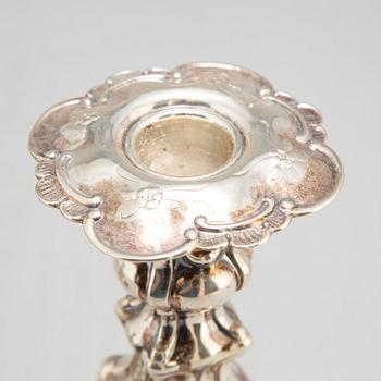LJUSSTAKAR, ett par, silver, GAB, Stockholm, 1949.