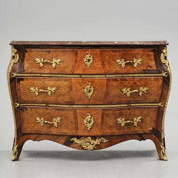 A parquetry and ormolu mounted rococo commode attributed to C. Tietze (master in Stockholm 1764.91).
