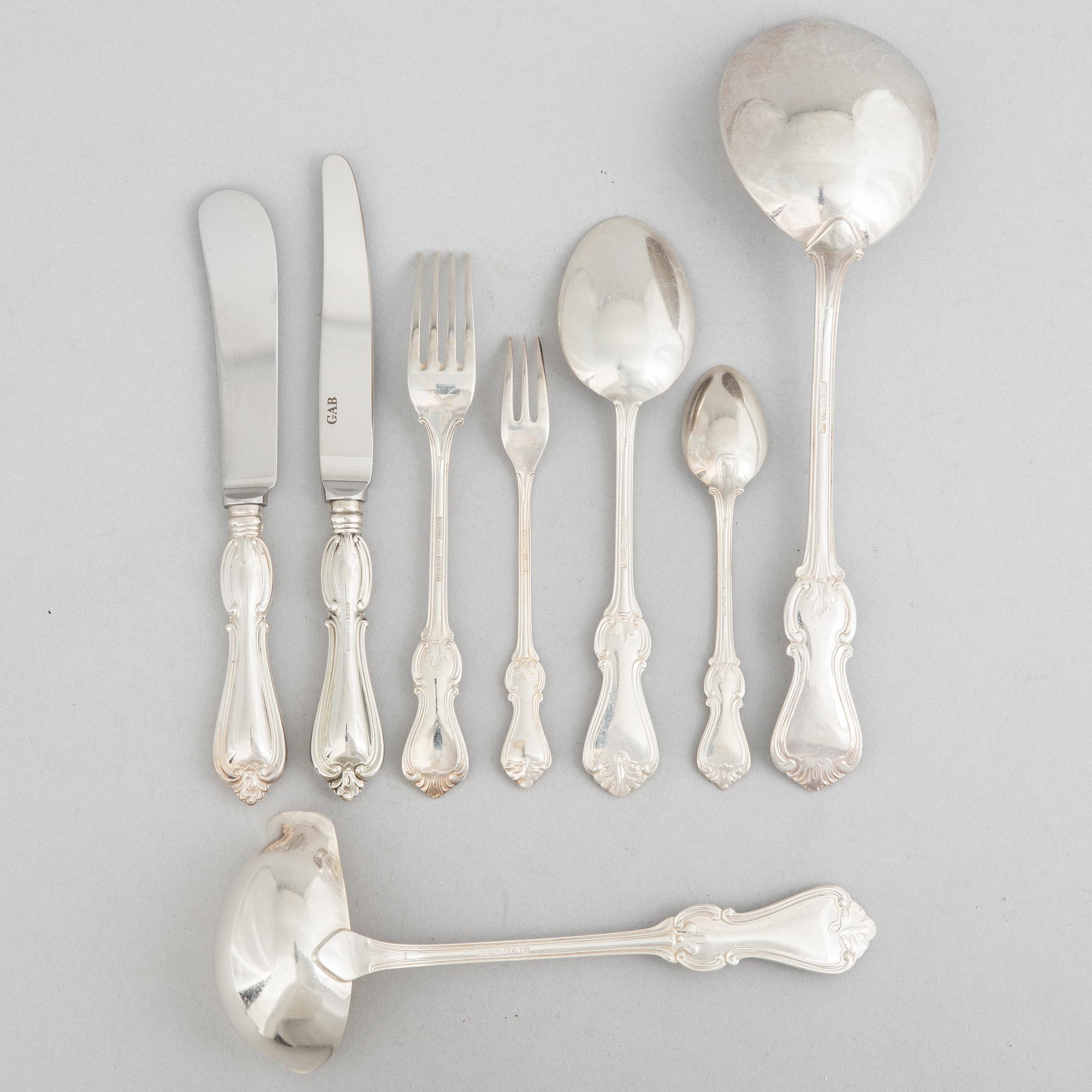 A 58-piece silver  cutlery service, 'Olga', GAB, Eskilstuna/Stockholm, 1965-2007.