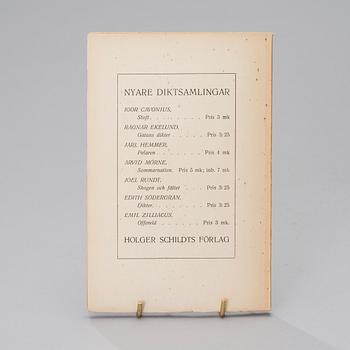 EDITH SÖDERGRAN, "Dikter" (Poems), first edition, Holger Schildts förlag, Borgå 1916.