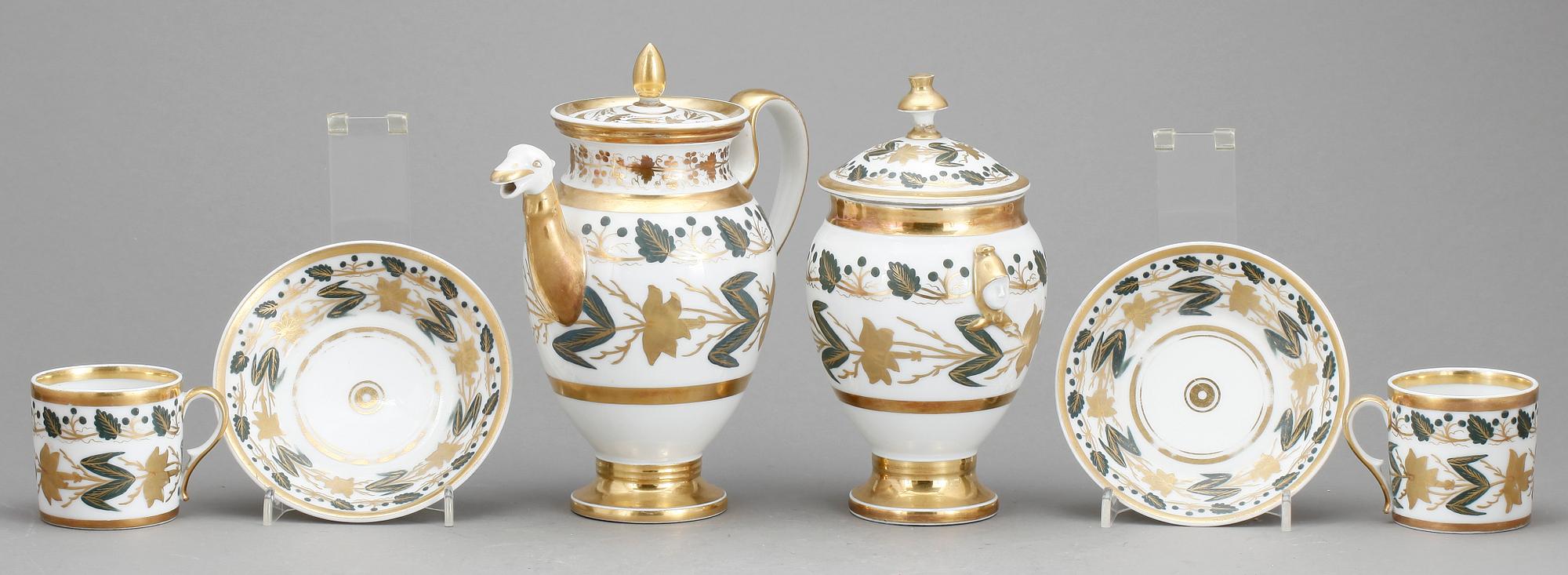 SERVIS, 4 delar, porslin, Paris, Frankrike, 1800-tal.