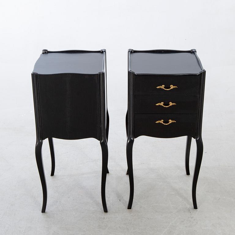 A pair of Rococo-style bedside tables later part of the 20th century.