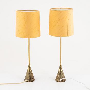 Bo Råman, a pair of brass table lamps, ASEA, mid 20th century.