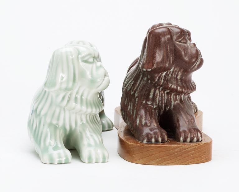 Two Gunnar Nylund stoneware figures of dogs, Rörstrand.