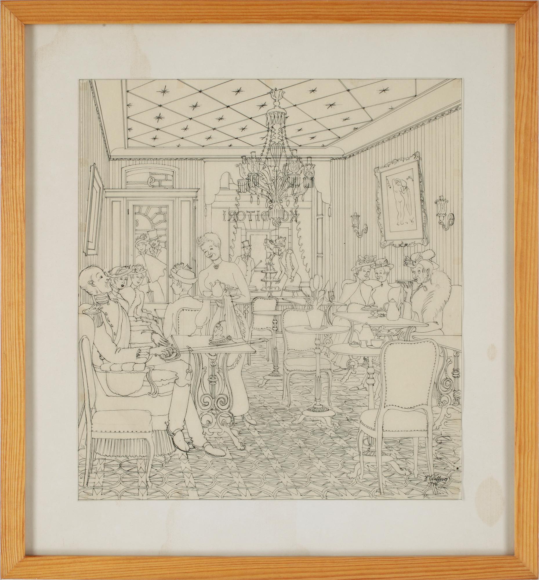 RUDOLF CARLBORG, 9 st, tuschteckningar, sign.