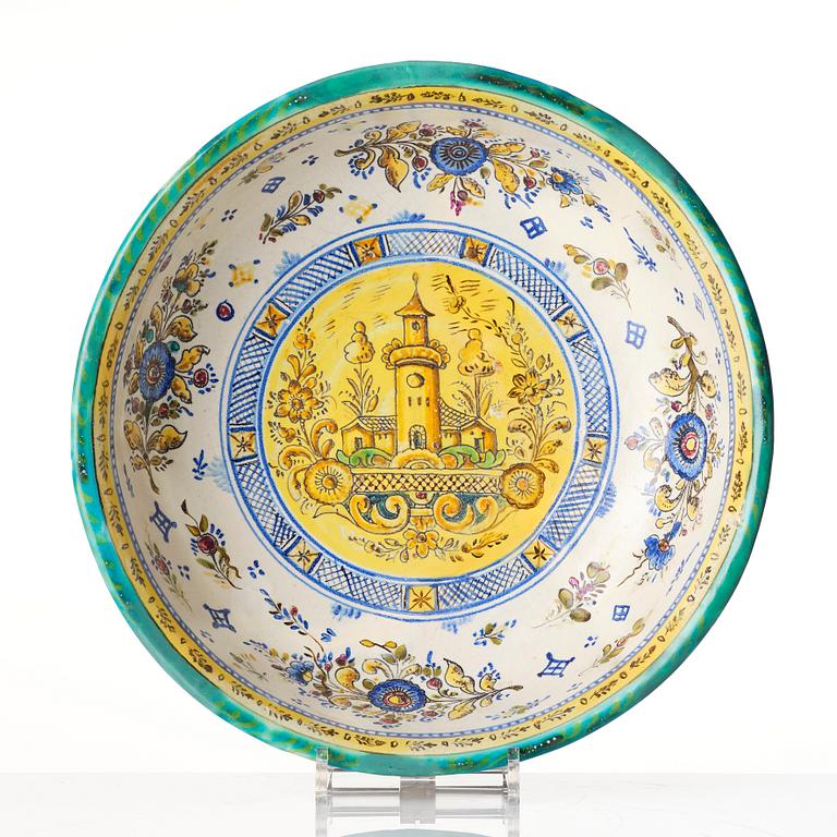 A polychrome faiance dish, probably 18th century.