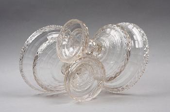 SKÅLAR PÅ FOT, ett par, glas, empire, Frankrike. 1800-talets första hälft.