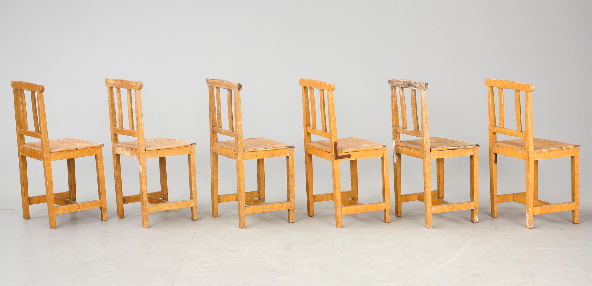 STOLAR, 6 stycken, allmoge, 1800-talets mitt.