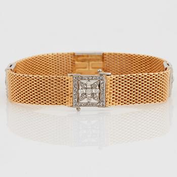 Armband 18K guld med motiv i platina med gammal- och rosenslipade diamanter.