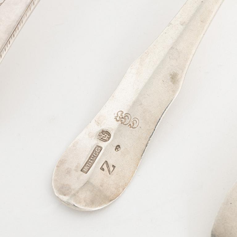 Skedar, 5 st, silver, bland annat Lars Biugg, Jönköping 1782.