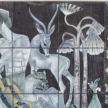 Marian Zawadzki, a ceramic tile table, Tilgmans, signed MZ and dated 58.