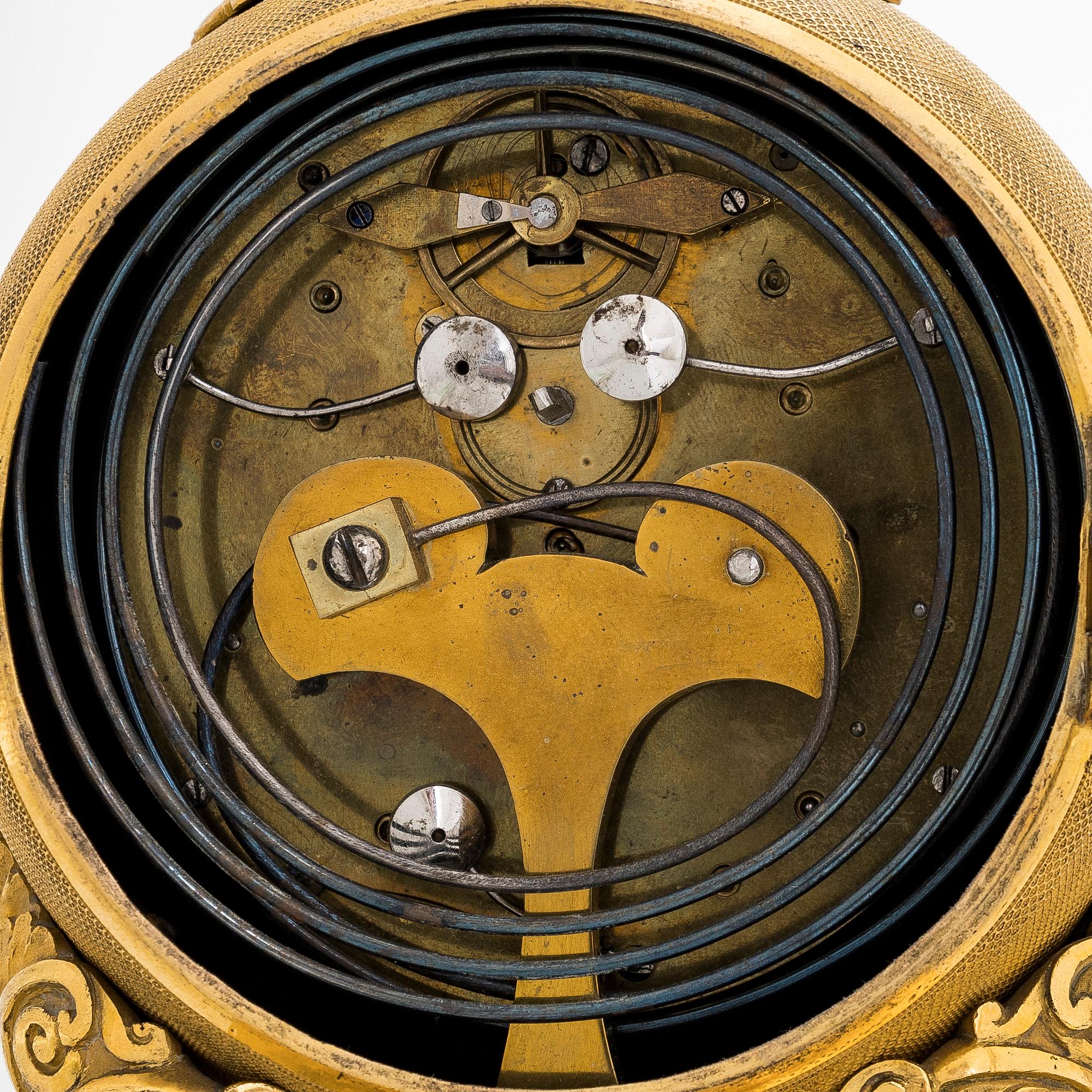 Mantle clock, gilded, France second half of the 19th century.