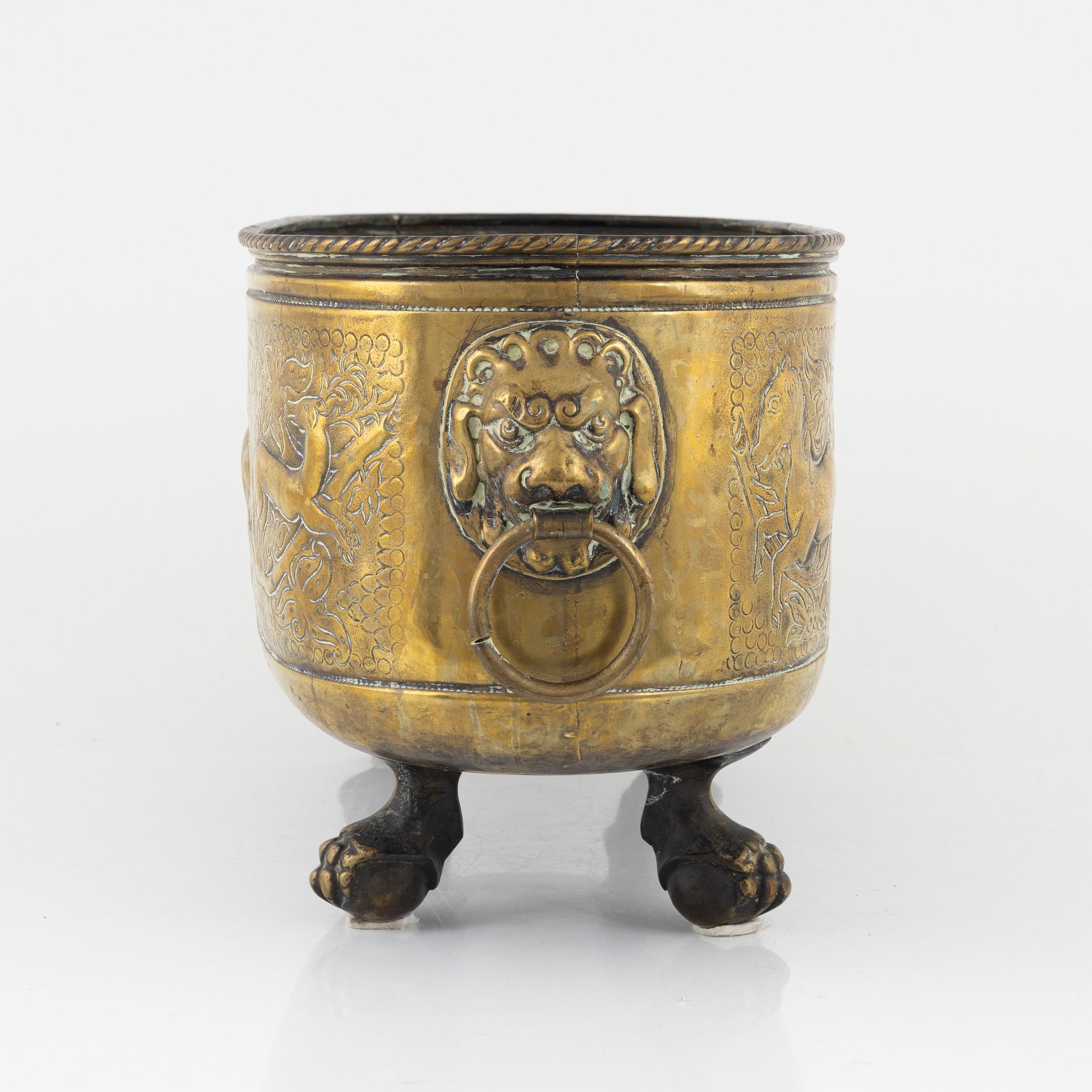 A 19th century brass jardinière.