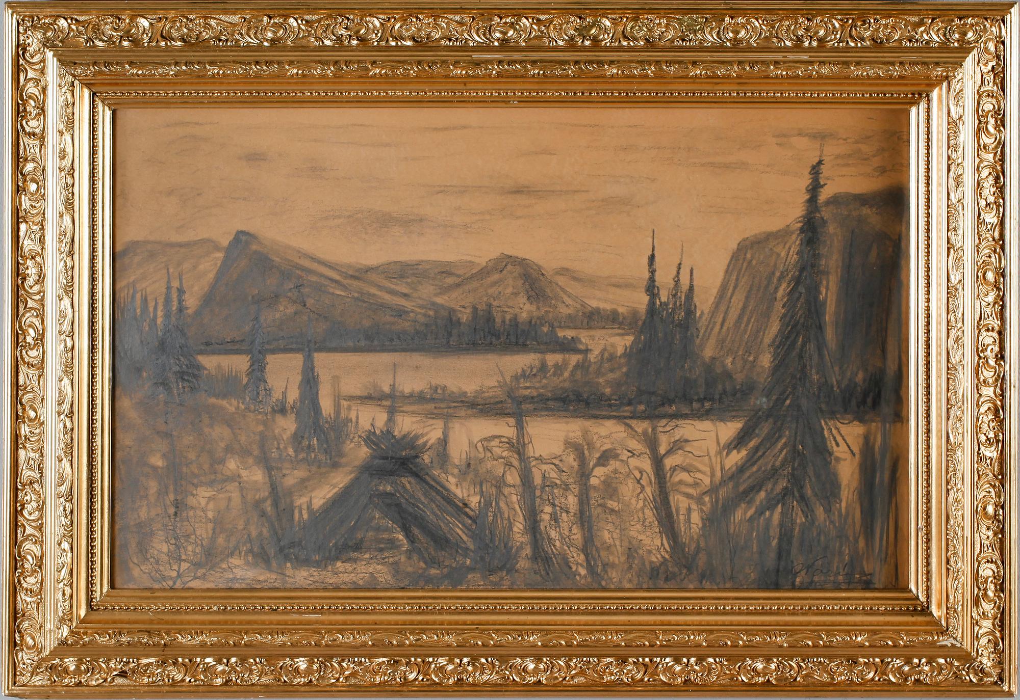 OKÄND KONSTNÄR, kolteckning, signerad Norén, 1900-tal.