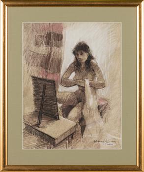 Viking Forsström, crayon drawing, signed and dated Paris 1992.