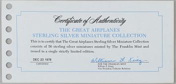 50 silver miniature plaques by Franklin Mint 1978.