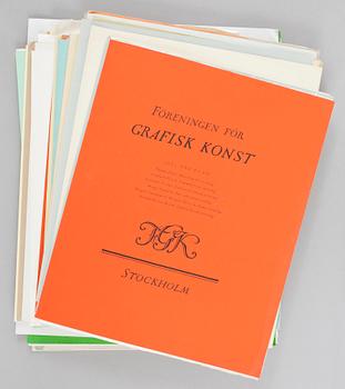 PARTI GRAFIK, ca 180 st, Föreningen för Grafisk Konst, årsmappar. 1942-1977.