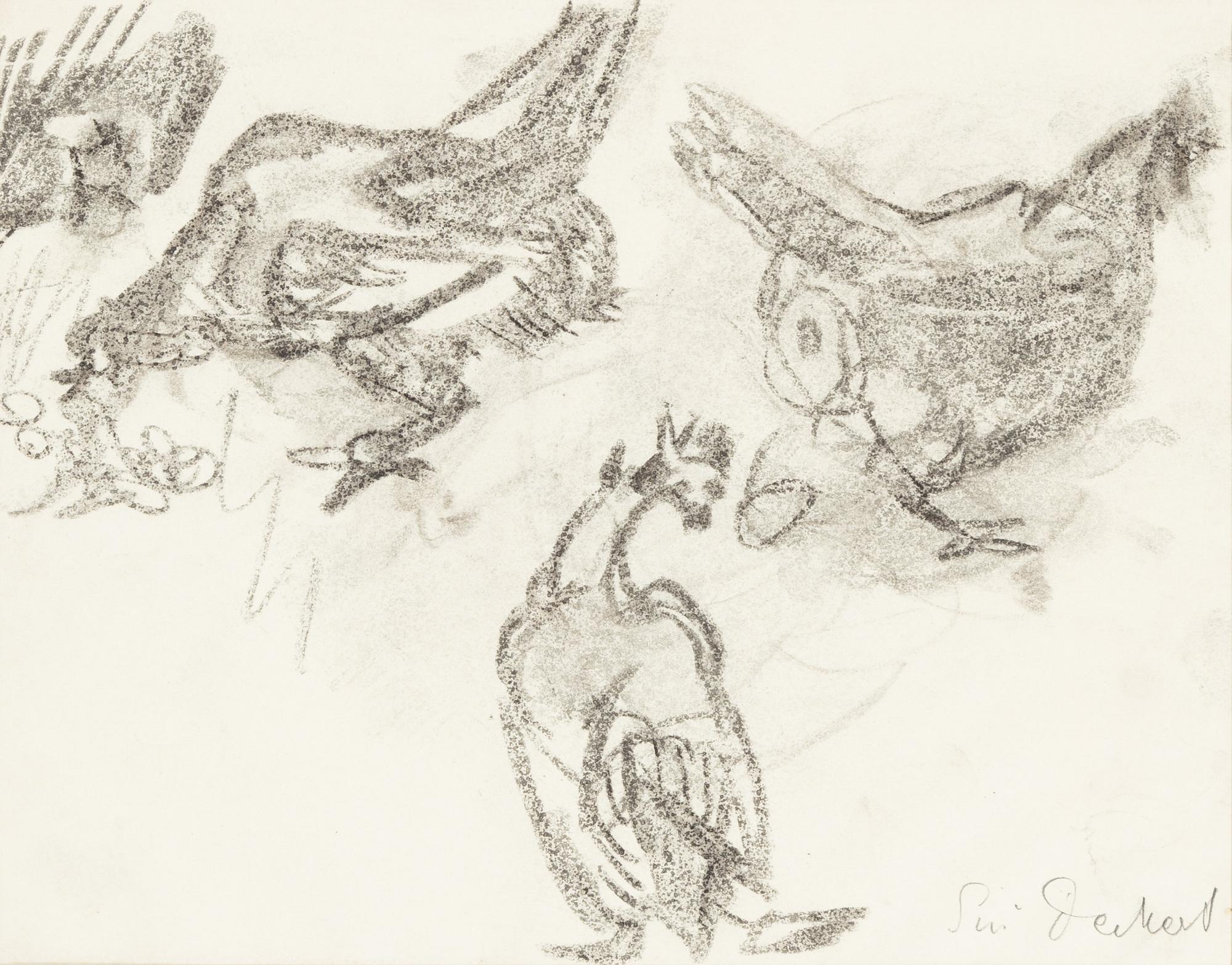 Siri Derkert, charcoal, signed.