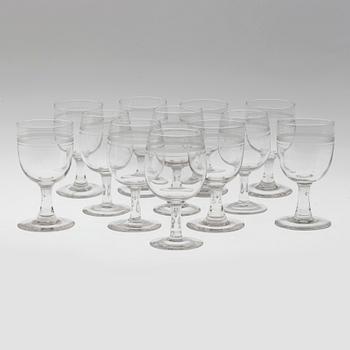 Twelve similar wine glasses, s c Rydbergs glasses, ca 1900.