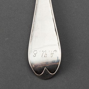 A swedish silver serving spoon, mark of Niklas Ramberg, Lund 1810.