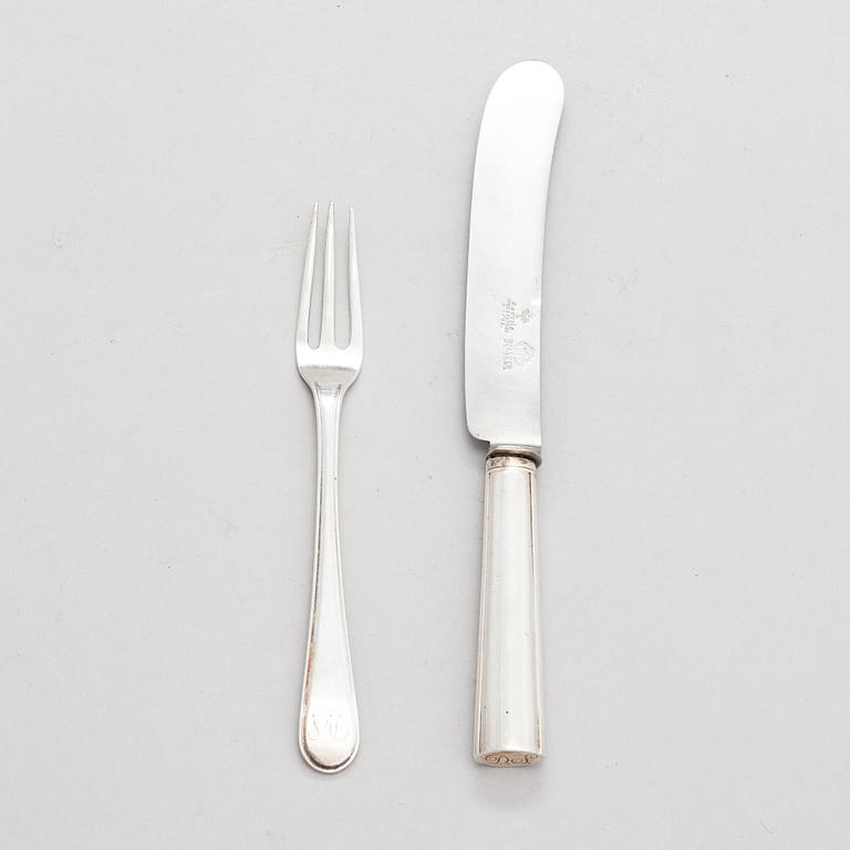 Johann Gottfried Möring, knivar och gafflar, 18 st, silver, Reval 1790-1818.
