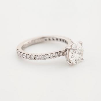 A brilliant cut diamond ring.