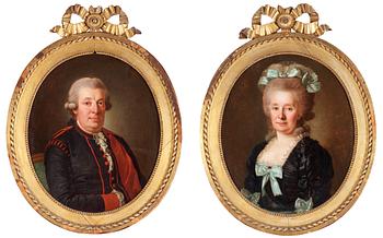 214. Per Krafft d.ä., Porträtt av man i svenska dräkten & dennes maka i svenska dräkten.
