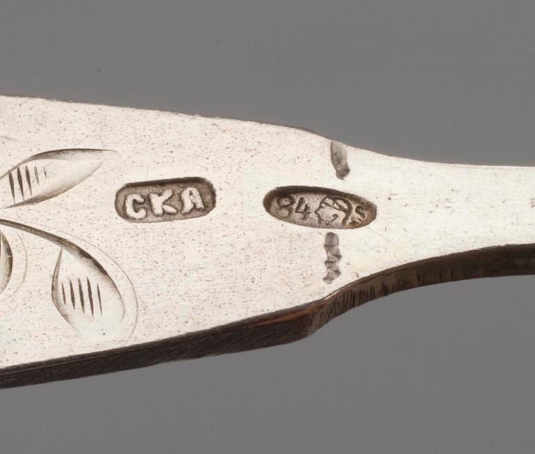 PARTI SILVER, 6 delar. 84 silver Moskva Ryssland 1896-1908. Vikt 139 g.