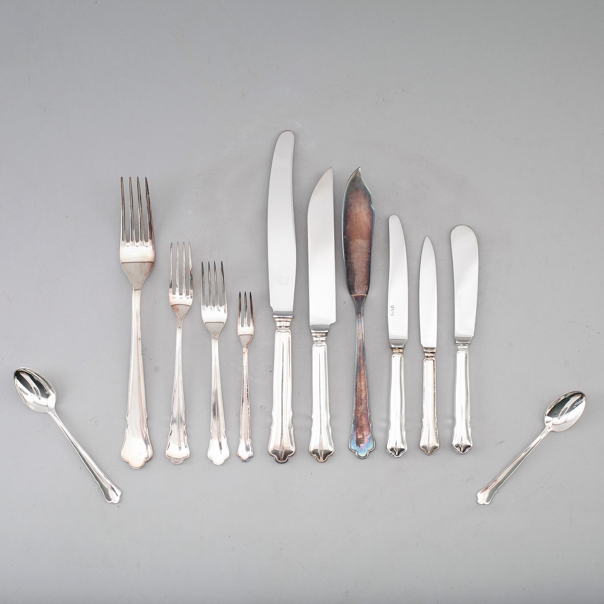 BESTICK, 69 delar, nysilver, 1900-talets andra hälft.