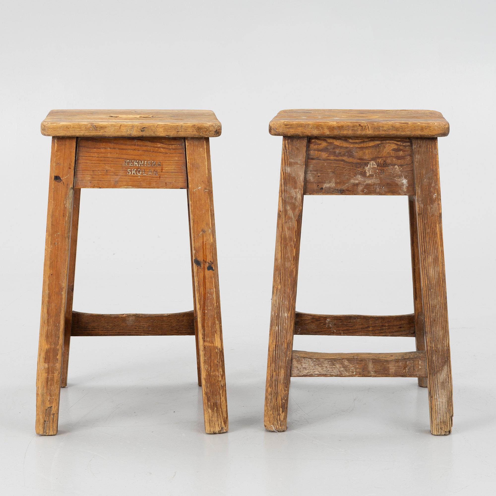 Stools, a pair, Technical School, 1930s.