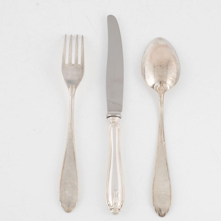 A Swedish Silver Cutlery, model 'Vasa', Jacob Ängman, GAB, Stockholm 1961-64 (18 pieces).