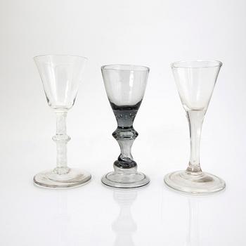 Starkvinsglas 3 st 17/1800-tal England/Irland och Tyskland.
