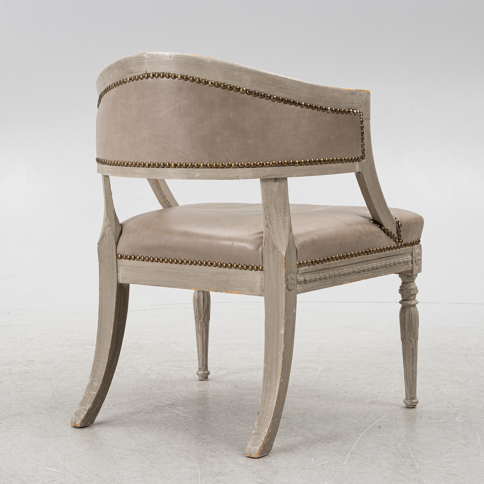 A late Gustavian style armchair, early 20th Century.