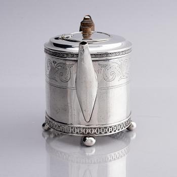 A Swedish 18th century silver tea-pot, mark of Mikael Nyberg, Stockholm 1795.