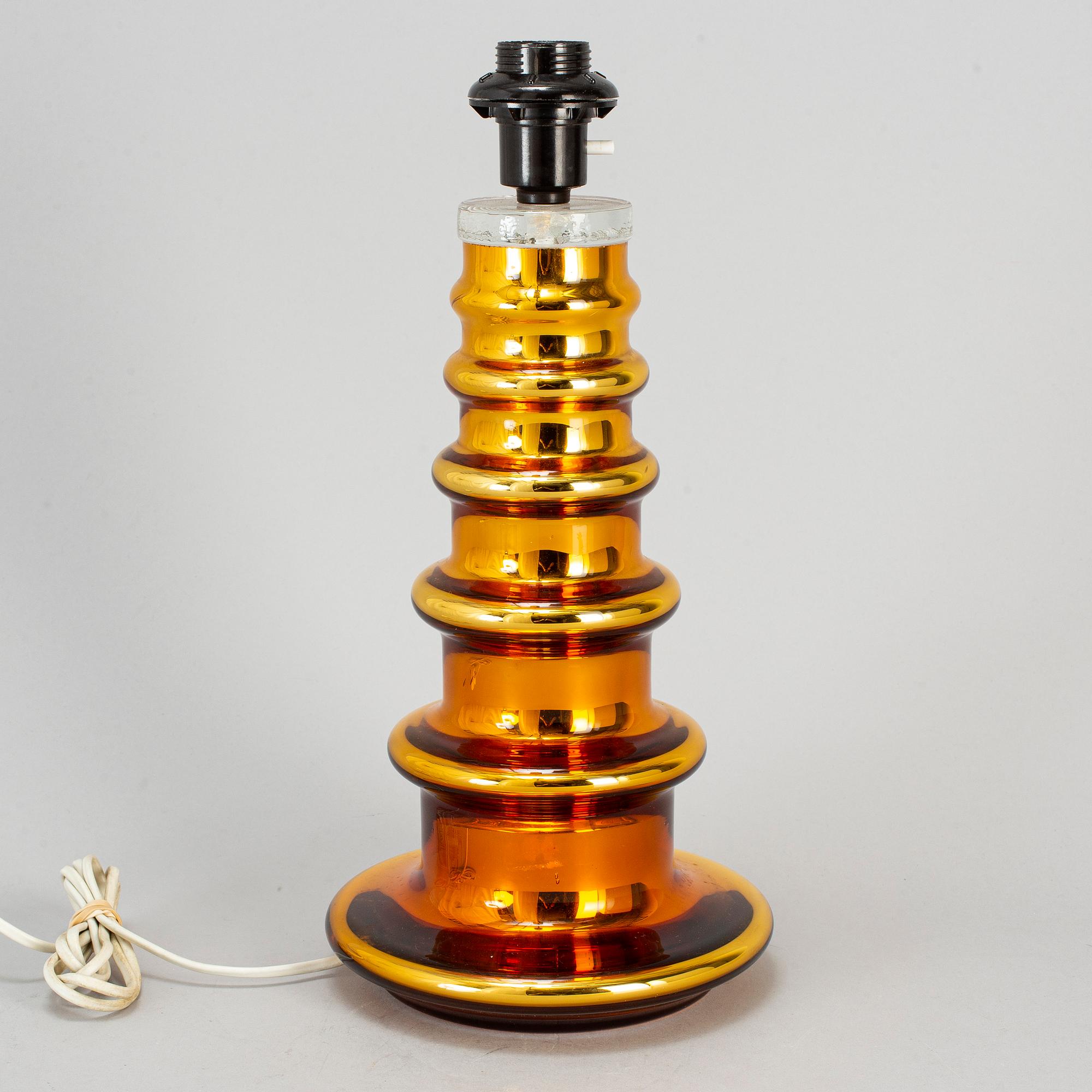 A 1960's glass table lamp by Gustaf Leek, probably by Orrefors,