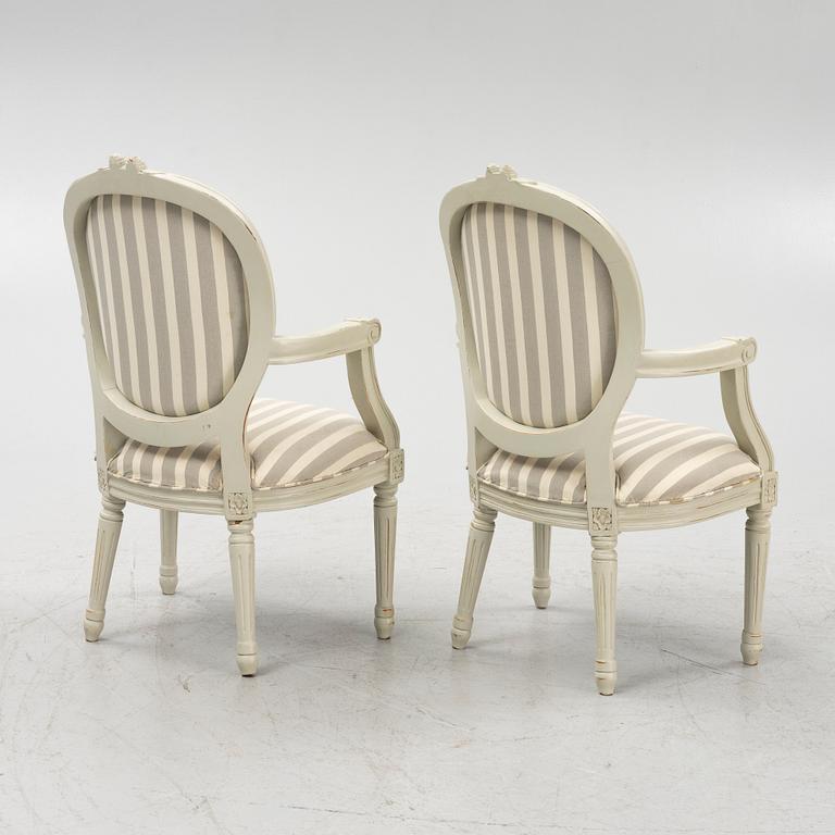 A 4-piece suite of children's Gustavian-style furniture, later part of the 20th century.