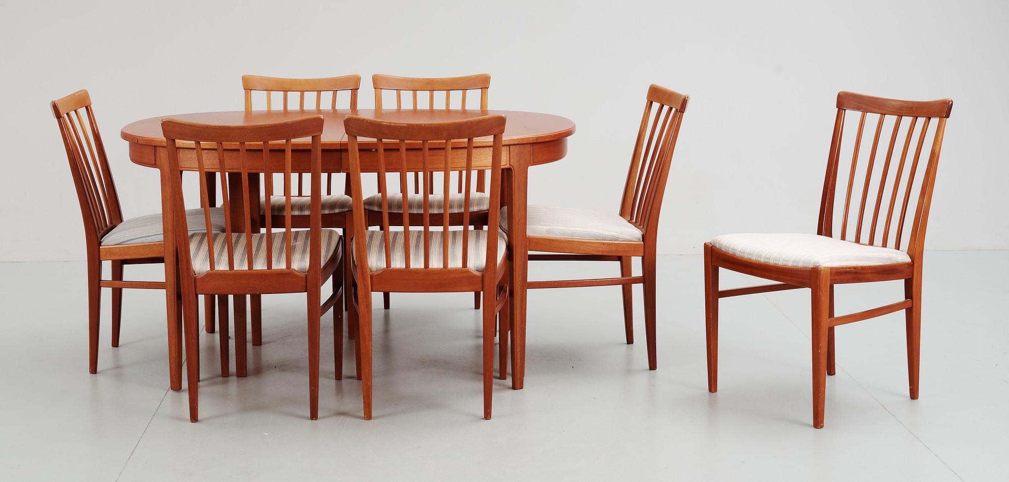 MATSALSGRUPP, 9 delar, "Herrgården", Carl Malmsten. Bodafors, 1964.